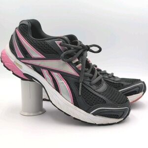 Reebok Pheehan Run Womens 7.5‎ Black Gray Silver Lace Up Athletic Daily Shoes